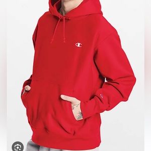 Red champion reverse weave hoodie